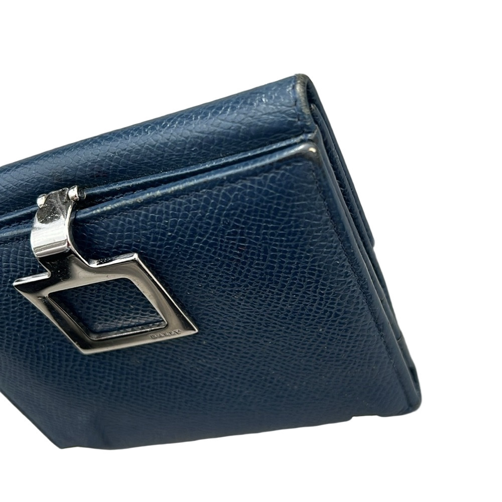 Bally Navy Blue Compact Leather Wallet with Silver Hardware EUC - Picture 4 of 13